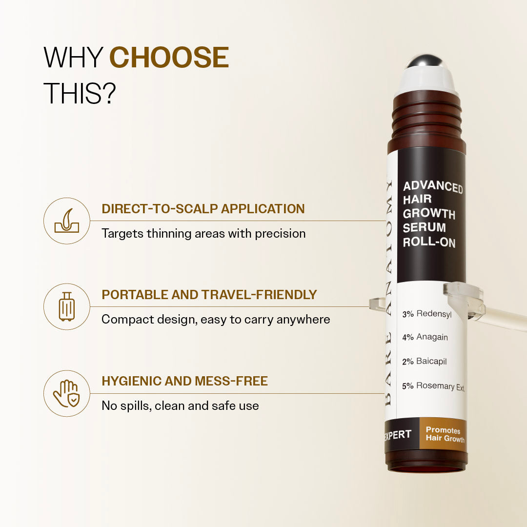 Bare Anatomy Hair Growth Serum Roll-On – 25 ml
