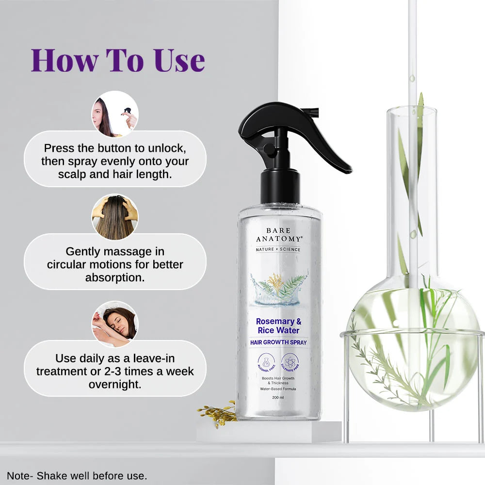 Rosemary & Rice Water Hair Growth Spray – 200 ml